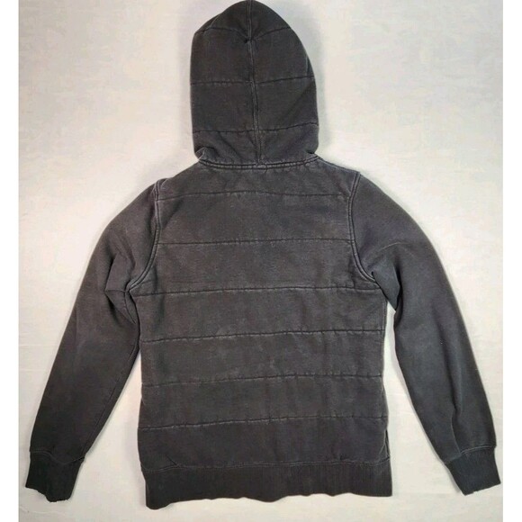 Matix Asher Mens sz L Black Quilted Fleece Hoodie Full Zip Jacket Vintage - Picture 11 of 11